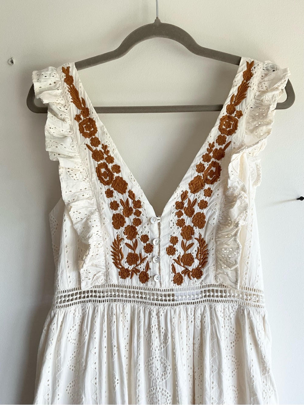 Anthropologie Allison NY Esperanza Embroidered Boho Maxi Dress Size Medium NWT - Picture 6 of 16